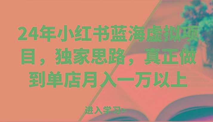 24年小红书蓝海虚拟项目，独家思路，真正做到单店月入一万以上。-轻资本网