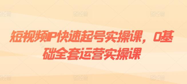 短视频IP快速起号实操课，0基础全套运营实操课，爆款内容设计+粉丝运营+内容变现-轻资本网