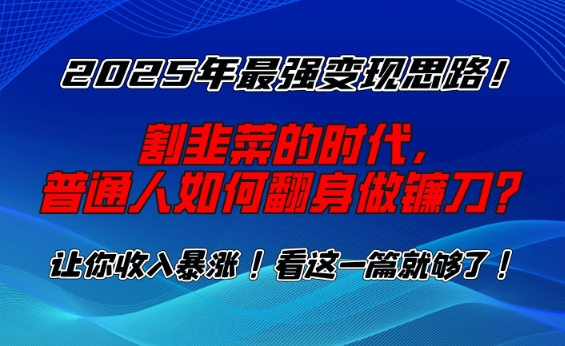 2025年最强变现思路，割韭菜的时代， 普通人如何翻身做镰刀？【揭秘】-轻资本网