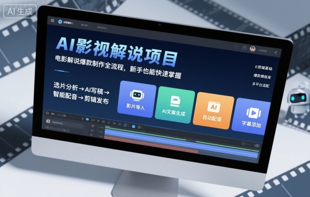AI影视解说项目，电影解说爆款制作全流程，新手也能快速掌握-轻资本网