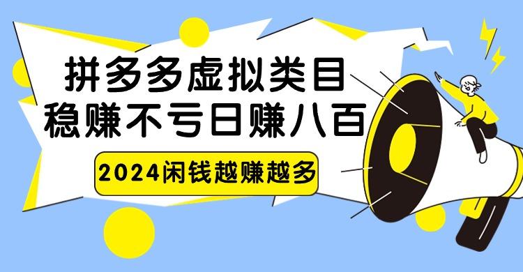 2024拼多多虚拟类目，日赚八百无本万利-轻资本网
