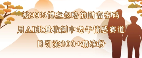 被99%博主忽略的财富密码：用AI批量收割中老年情感赛道，日引流300+精准粉-轻资本网