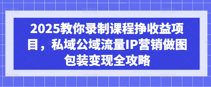 2025教你录制课程挣收益项目，私域公域流量IP营销做图包装变现全攻略-轻资本网