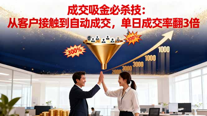 吸金成交营销必杀技：从客户接触到自动成交，单日成交率翻3倍-轻资本网