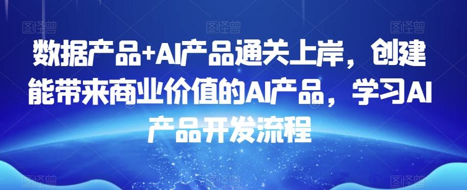 数据产品+AI产品通关上岸，创建能带来商业价值的AI产品，学习AI产品开发流程-轻资本网