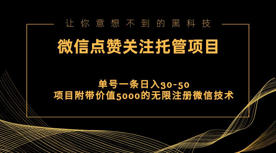 视频号托管点赞关注，单微信30-50元，附带价值5000无限注册微信技术-轻资本网