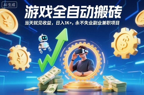 游戏全自动搬砖，当天就见收益，日入1K+，永不失业副业兼职项目【揭秘】-轻资本网