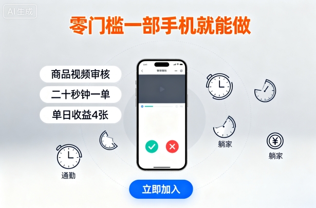 零门槛一部手机就能做，商品视频审核，通勤躺家碎片时间都能做，二十秒钟一单，单日收益4张【揭秘】-轻资本网