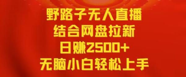 野路子无人直播结合网盘拉新，日赚2500+，小白无脑轻松上手【揭秘】-轻资本网